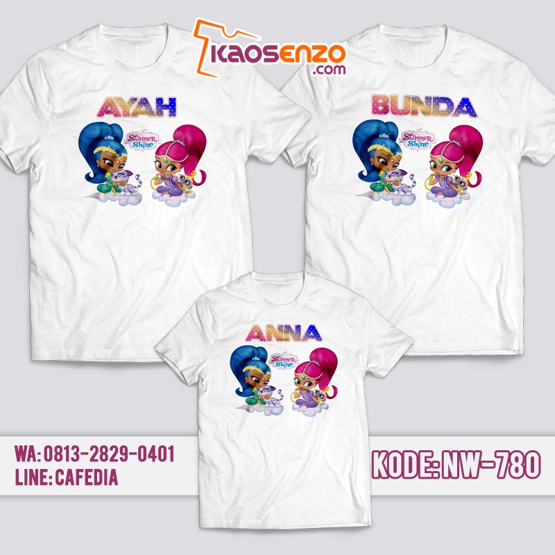 Baju Kaos Couple Keluarga | Kaos Family Custom Shimmer And Shine - NW 780