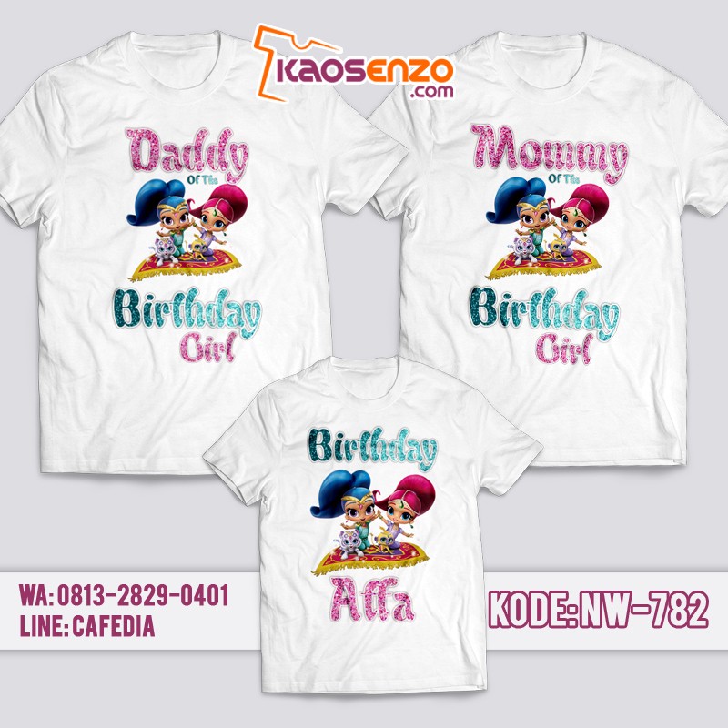 Kaos Couple Keluarga | Kaos Ulang Tahun Anak Shimmer And Shine - NW 782