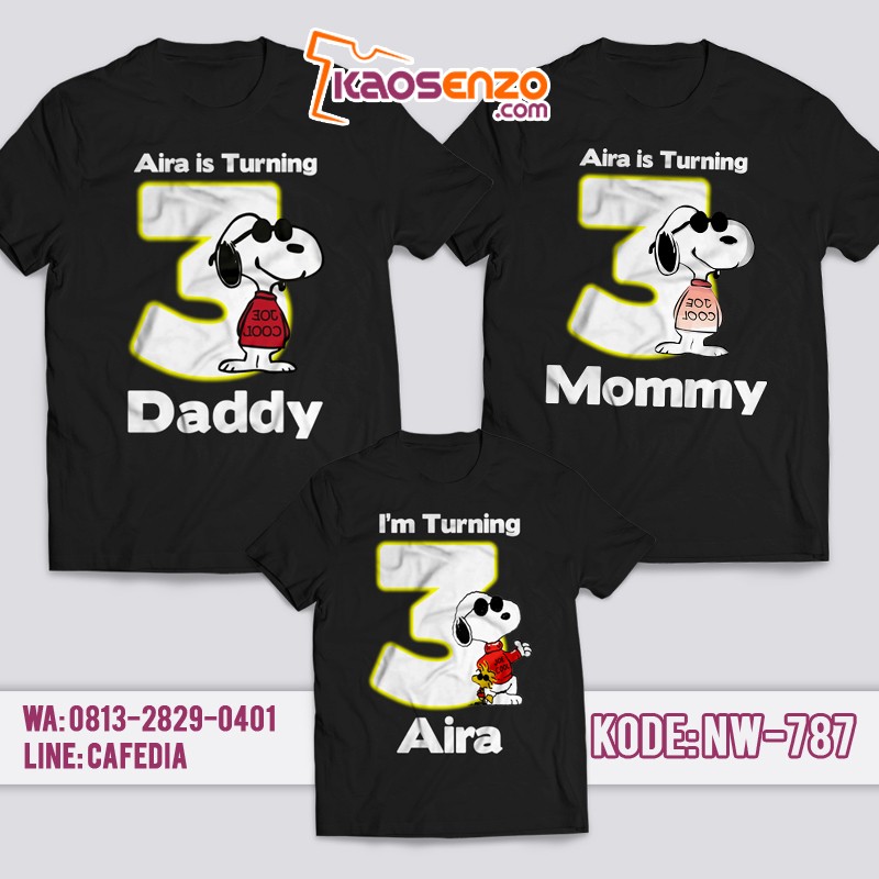 Kaos Couple Keluarga | Kaos Ulang Tahun Anak Snoppy - NW 787