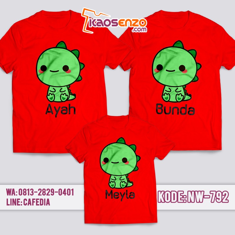 Baju Kaos Couple Keluarga | Kaos Family Custom Dinosaurus - NW 792