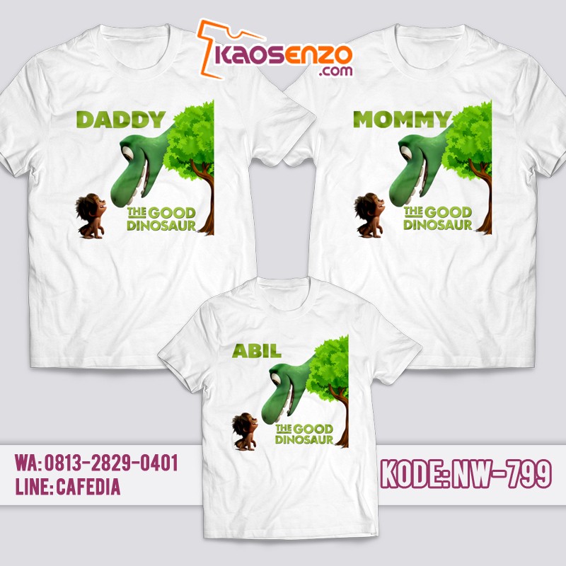 Baju Kaos Couple Keluarga | Kaos Family Custom Online | Kaos Dinosaurus - NW 799