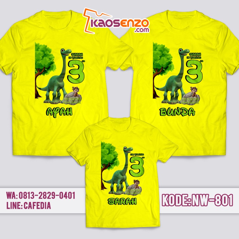 Kaos Couple Keluarga | Kaos Family Ulang Tahun Anak | Kaos Dinosaurus - NW 801