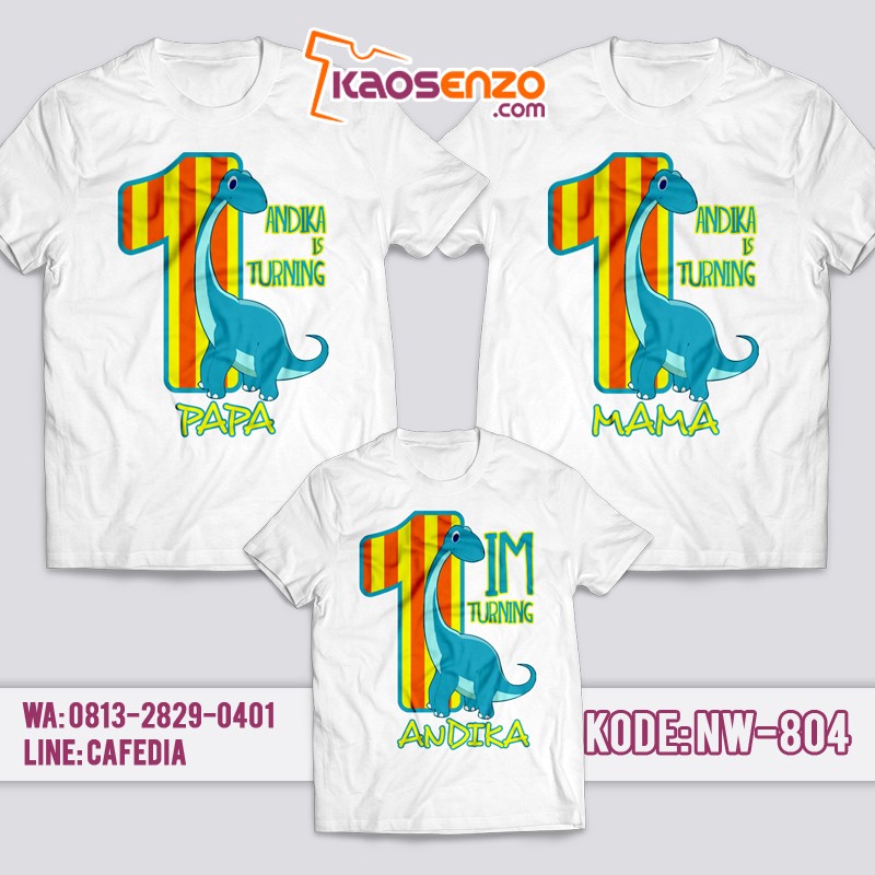 Kaos Couple Keluarga | Kaos Ulang Tahun Anak | Kaos Dinosaurus - NW 804