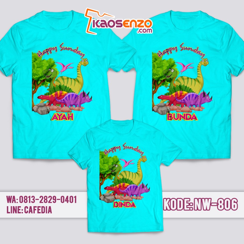 Baju Kaos Couple Keluarga | Kaos Family Custom Online | Kaos Dinosaurus NW 806