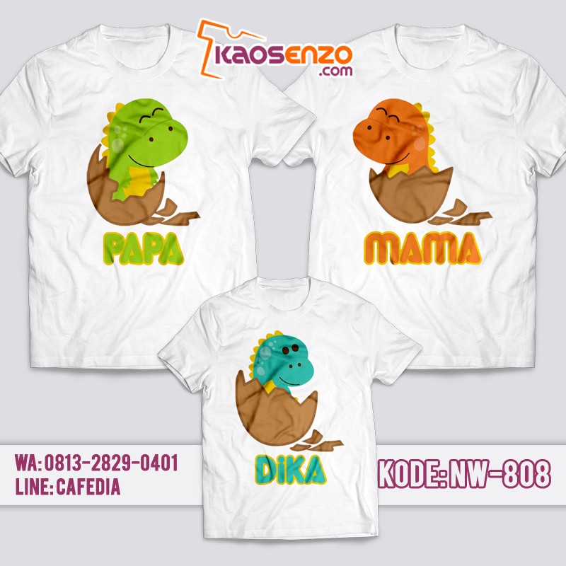 Baju Kaos Couple Keluarga | Kaos Family Custom | Kaos Dinosaurus - NW 808