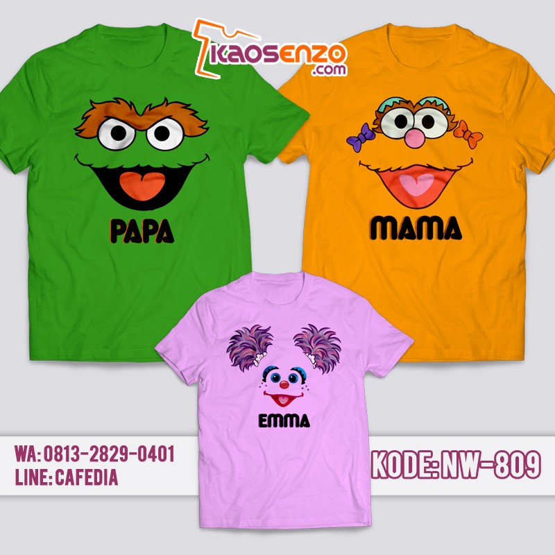 Baju Kaos Couple Keluarga | Kaos Family Custom | Kaos Elmo - NW 809