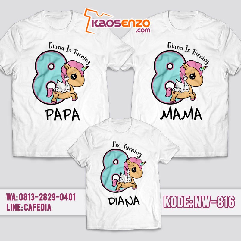 Kaos Couple Keluarga | Kaos Ulang Tahun Anak | Kaos Unicorn - NW 816