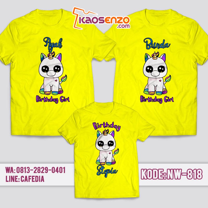 Kaos Couple Keluarga | Kaos Ulang Tahun Anak | Kaos Unicorn Family - NW 818
