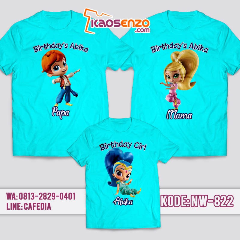 Kaos Couple Keluarga | Kaos Ulang Tahun Anak Shimmer and Shine - NW 822