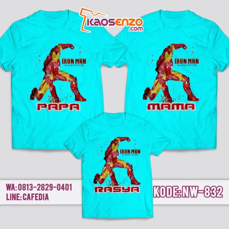 Baju Kaos Couple Keluarga | Kaos Family Custom Iron Man - NW 832