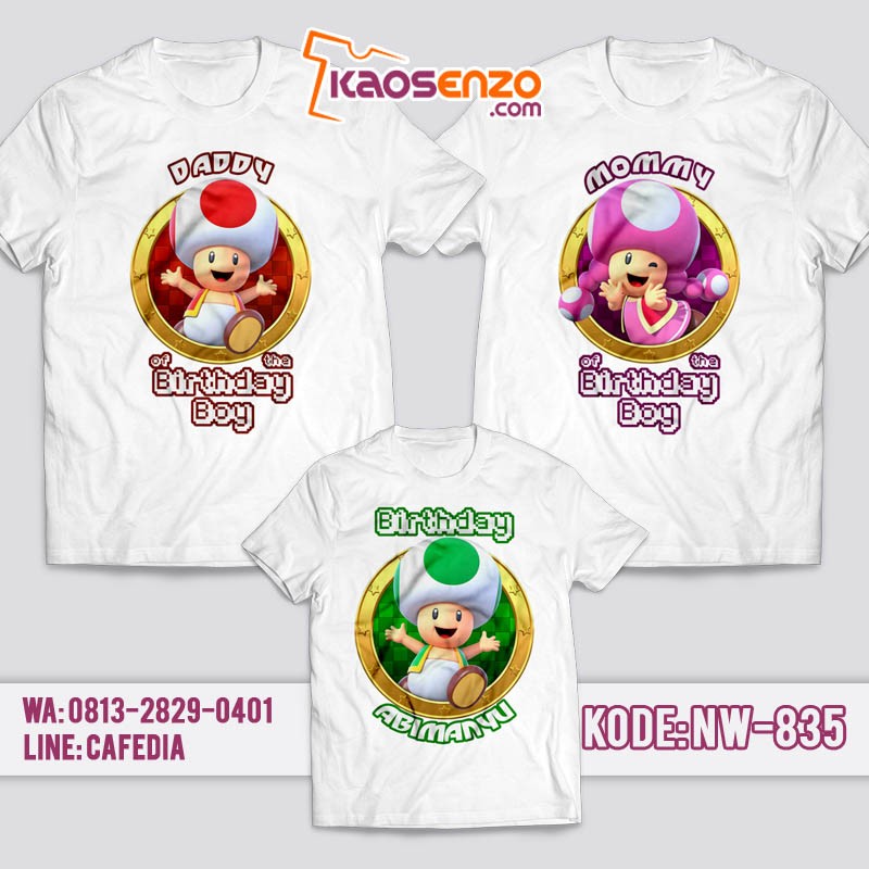 Kaos Couple Keluarga | Kaos Ulang Tahun Anak Super Mario - NW 835