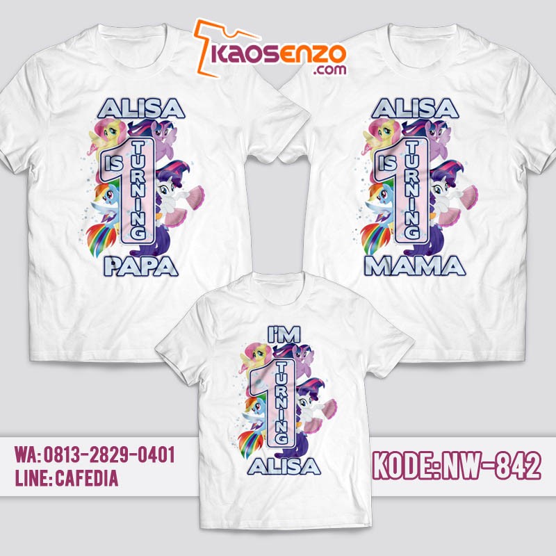 Kaos Couple Keluarga | Kaos Ulang Tahun Anak Little Pony - NW 842