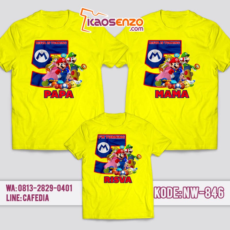 Kaos Couple Keluarga | Kaos Ulang Tahun Anak Super Mario - NW 846