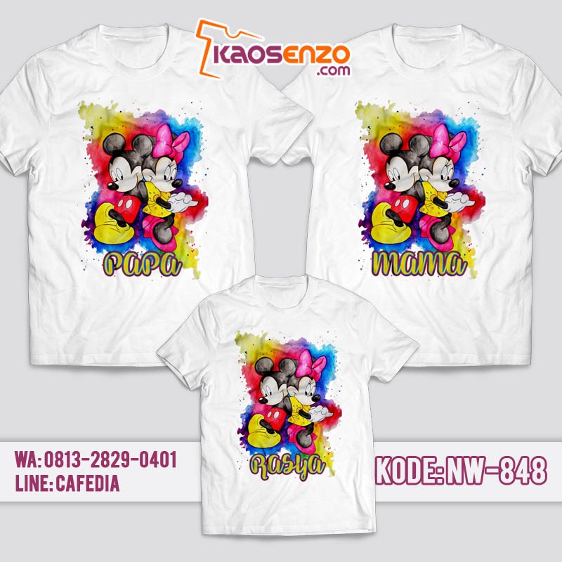 Baju Kaos Couple Keluarga | Kaos Family Custom Mickey & Minnie Mouse - NW 848