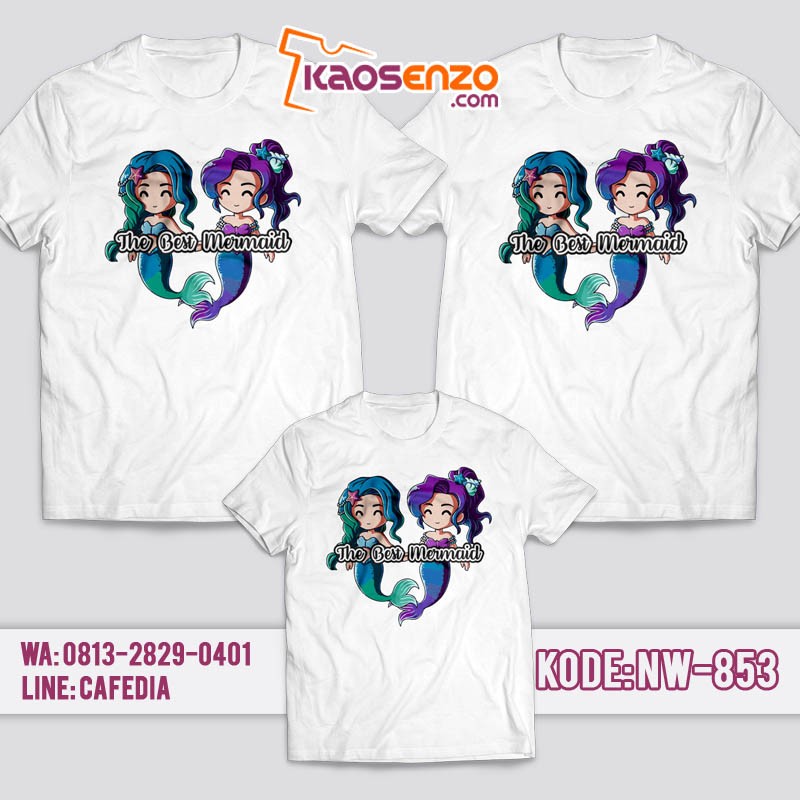 Baju Kaos Couple Keluarga | Kaos Family Custom Mermaid - NW 853