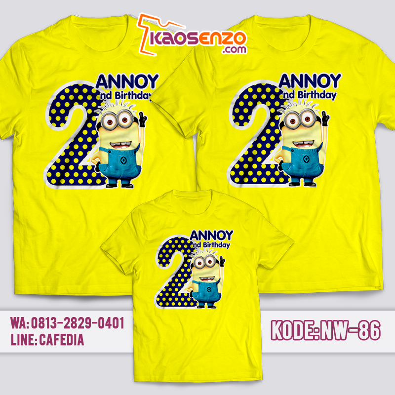 Baju Kaos Couple Keluarga | Kaos Anak Minion | Baju Kaos Ultah Motif Minion