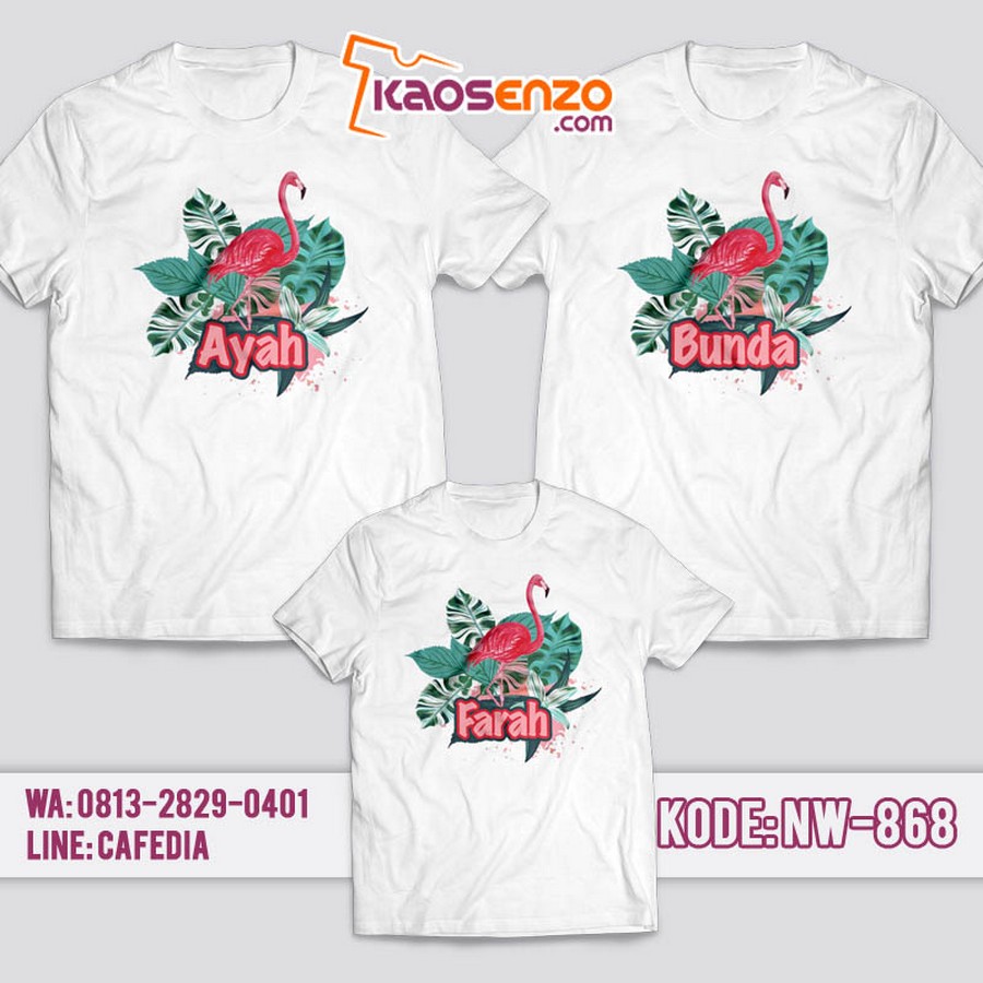 Baju Kaos Couple Keluarga | Kaos Family Custom Flamingo - NW 868