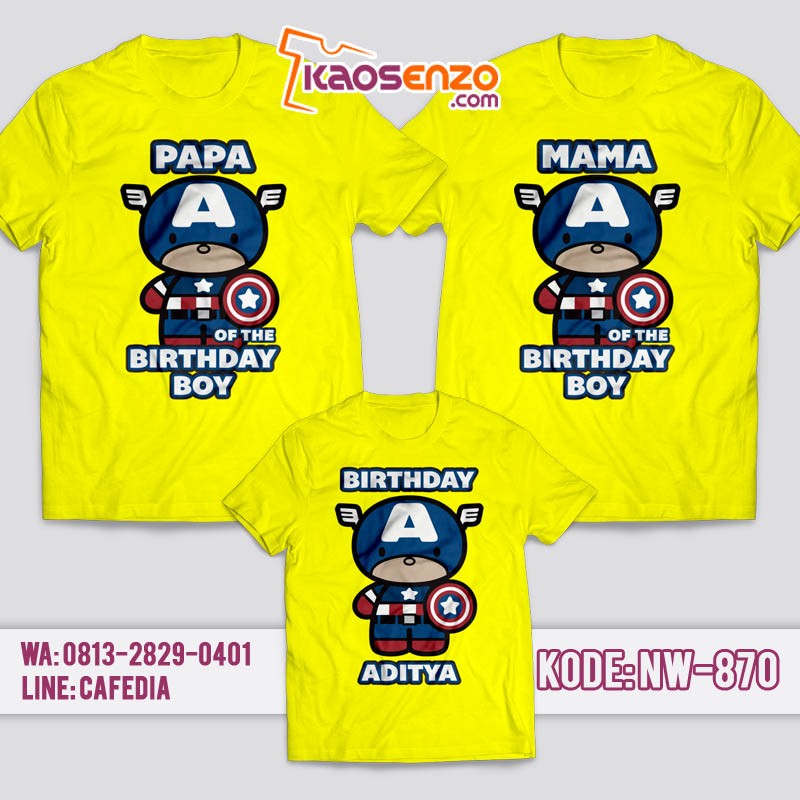 Kaos Couple Keluarga | Kaos Ulang Tahun Anak Captain America - NW 870