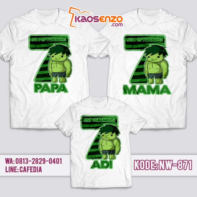 Kaos Couple Keluarga | Kaos Ulang Tahun Anak Hulk - NW 871