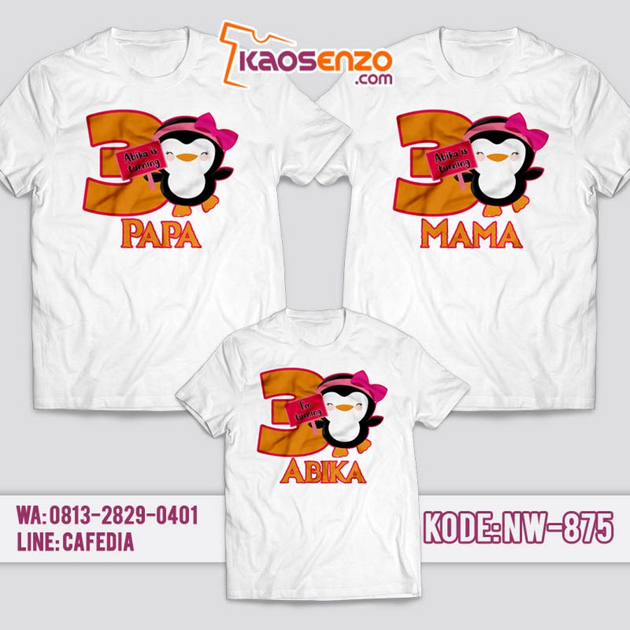 Kaos Couple Keluarga | Kaos Ulang Tahun Anak Penguin - NW 875