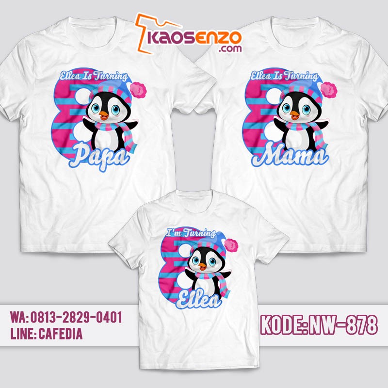 Kaos Couple Keluarga | Kaos Ulang Tahun Anak Penguin - NW 878