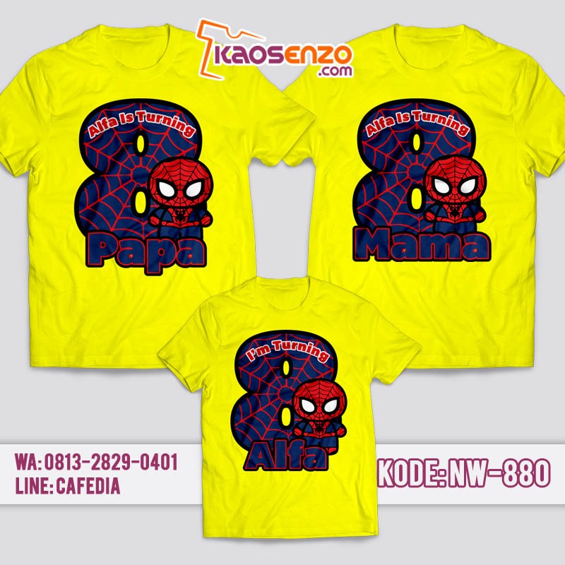 Kaos Couple Keluarga | Kaos Ulang Tahun Anak Spiderman - NW 880