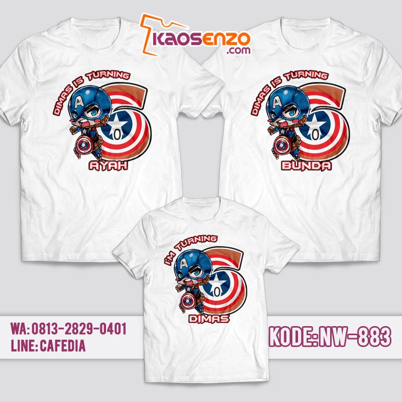 Kaos Couple Keluarga | Kaos Ulang Tahun Anak Captain America - NW 883