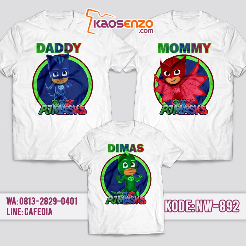 Baju Kaos Couple Keluarga | Kaos Family Custom PJ Masks - NW 892