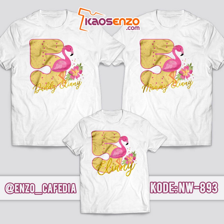 Kaos Couple Keluarga | Kaos Ulang Tahun Anak Flamingo - NW 893