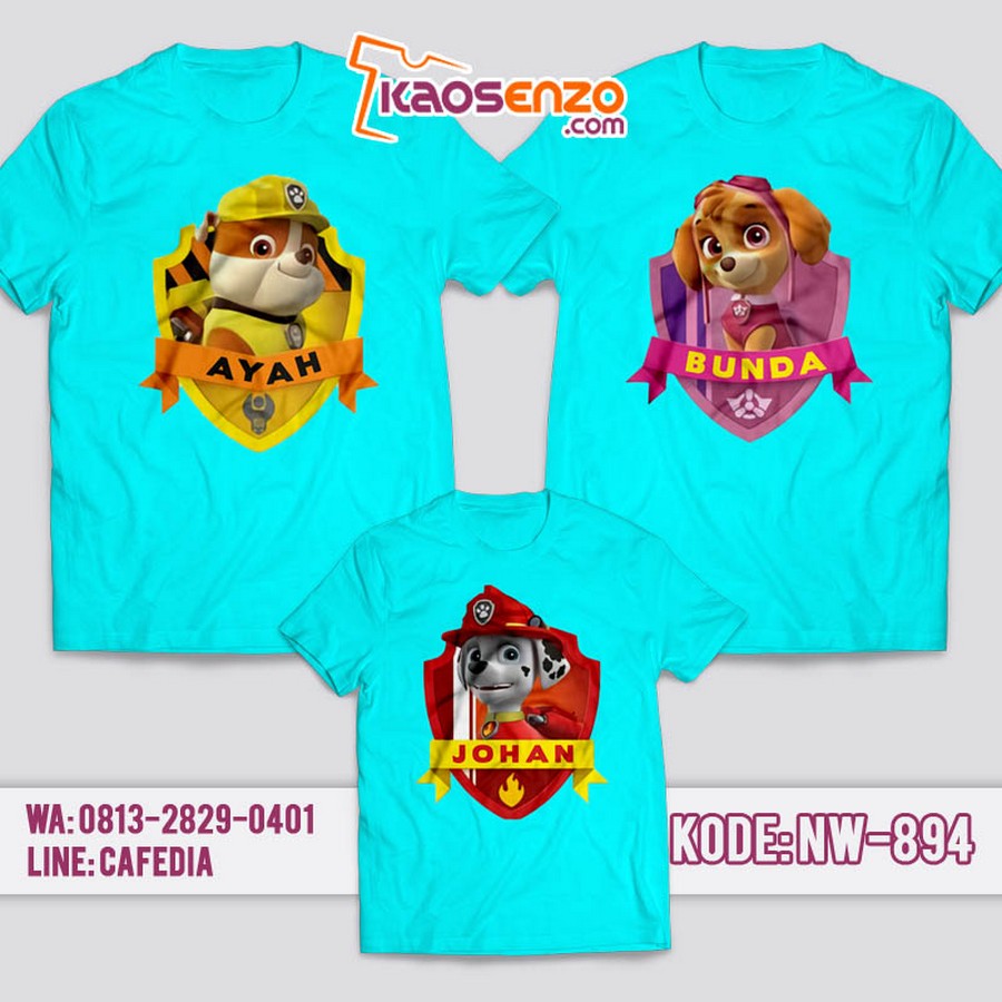 Baju Kaos Couple Keluarga | Kaos Family Custom Paw Patrol - NW 894