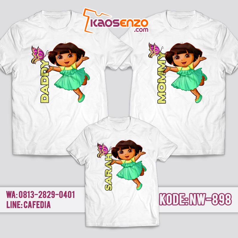 Baju Kaos Couple Keluarga | Kaos Family Custom Dora The Explorer - NW 898