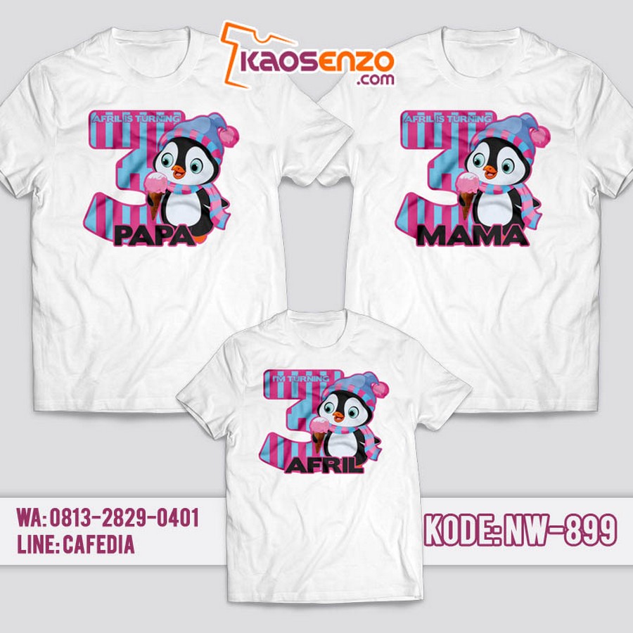 Kaos Couple Keluarga | Kaos Ulang Tahun Anak Penguin - NW 899