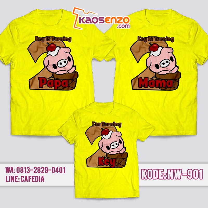 Kaos Couple Keluarga | Kaos Ulang Tahun Anak Animal Pig - NW 901