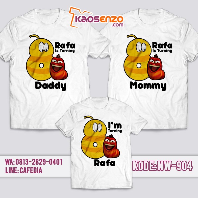 Kaos Couple Keluarga | Kaos Ulang Tahun Anak Larva - NW 904