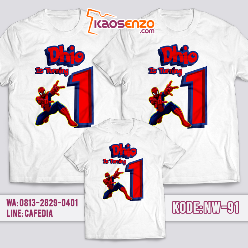 Baju Kaos Couple Keluarga | Kaos Spiderman Anak | Baju Kaos Ultah Motif Spiderman