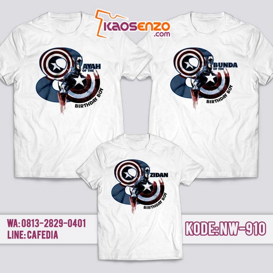 Kaos Couple Keluarga | Kaos Ulang Tahun Anak Captain America - NW 910