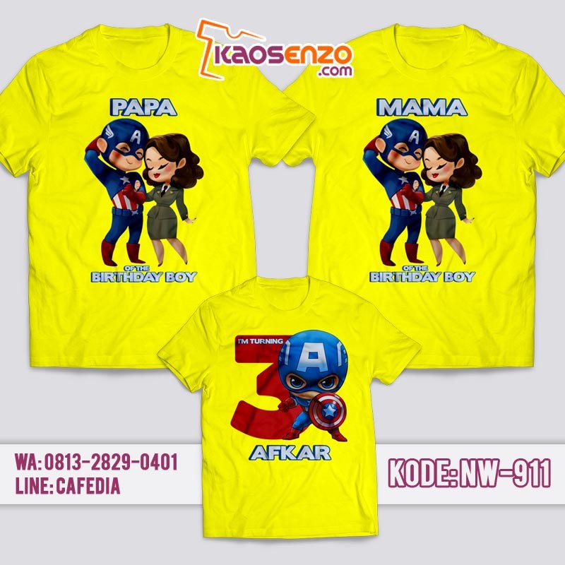 Kaos Couple Keluarga | Kaos Ulang Tahun Anak Captain America - NW 911