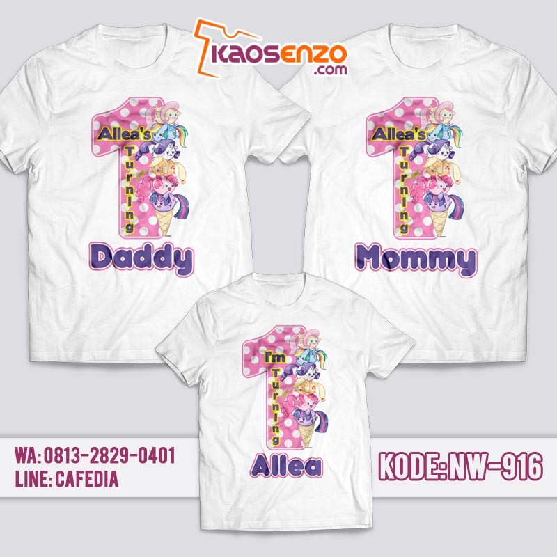 Kaos Couple Keluarga | Kaos Ulang Tahun Anak Little Pony - NW 916