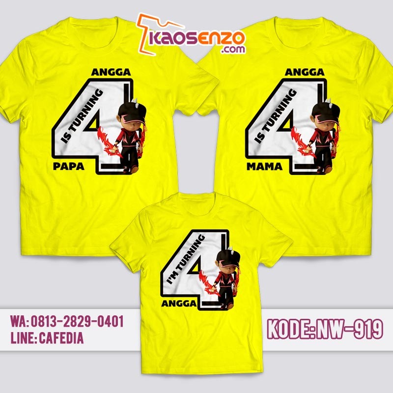 Kaos Couple Keluarga | Kaos Ulang Tahun Anak Boboi Boy - NW 919