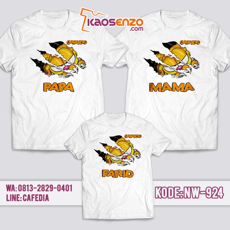 Baju Kaos Couple Keluarga | Kaos Family Custom Garfield - NW 924