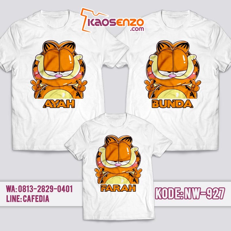 Baju Kaos Couple Keluarga | Kaos Family Custom Garfield - NW 927