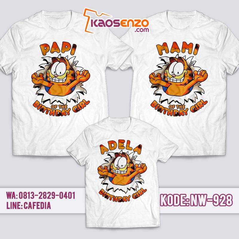 Kaos Couple Keluarga | Kaos Ulang Tahun Anak Garfield - NW 928