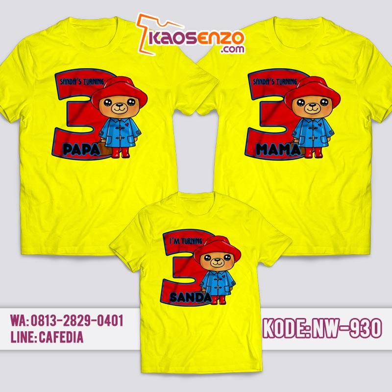 Kaos Couple Keluarga | Kaos Ulang Tahun Anak Animal Bear - NW 930