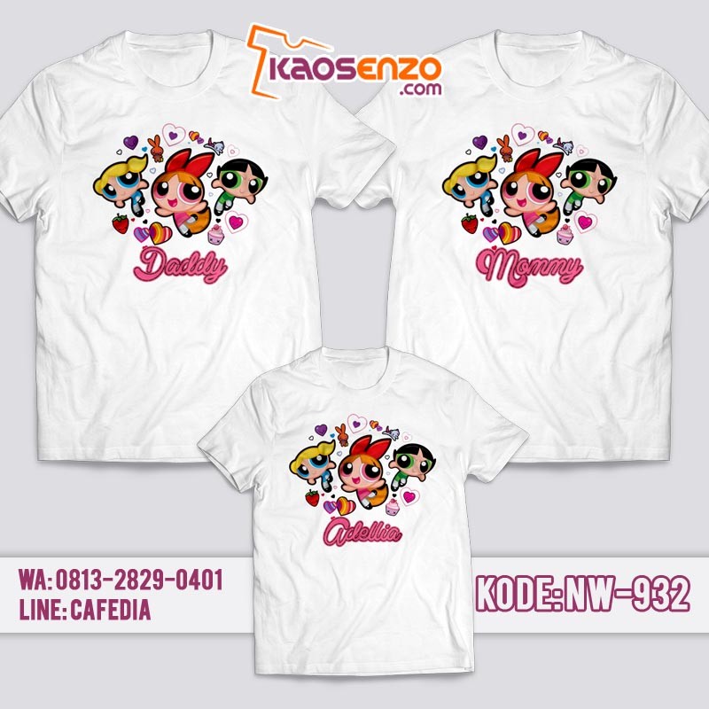 Baju Kaos Couple Keluarga | Kaos Family Custom Power Puff Girl - NW 932