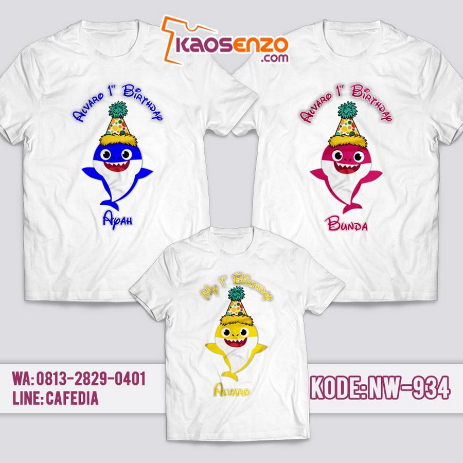 Kaos Couple Keluarga | Kaos Ulang Tahun Anak Baby Shark - NW 934