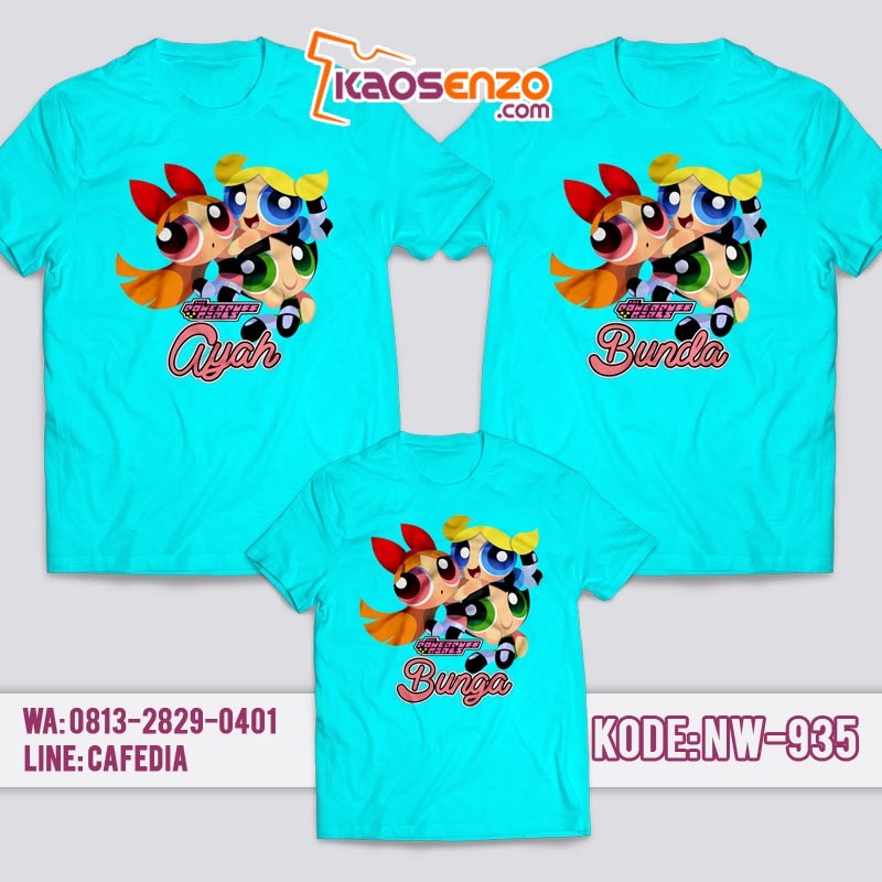 Baju Kaos Couple Keluarga | Kaos Family Custom Power Puff Girl - NW 935