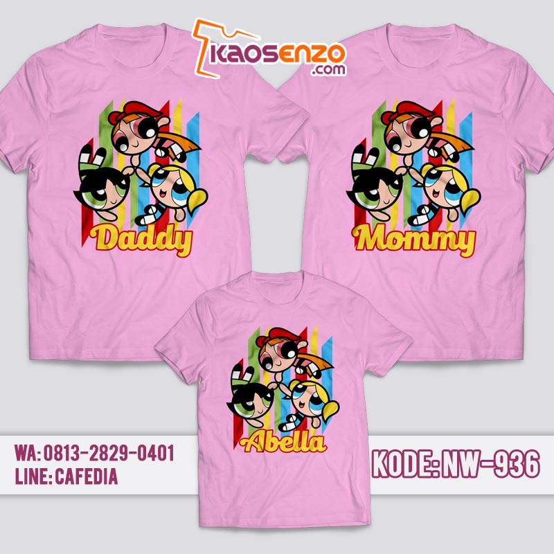 Baju Kaos Couple Keluarga | Kaos Family Custom Power Puff Girl - NW 936