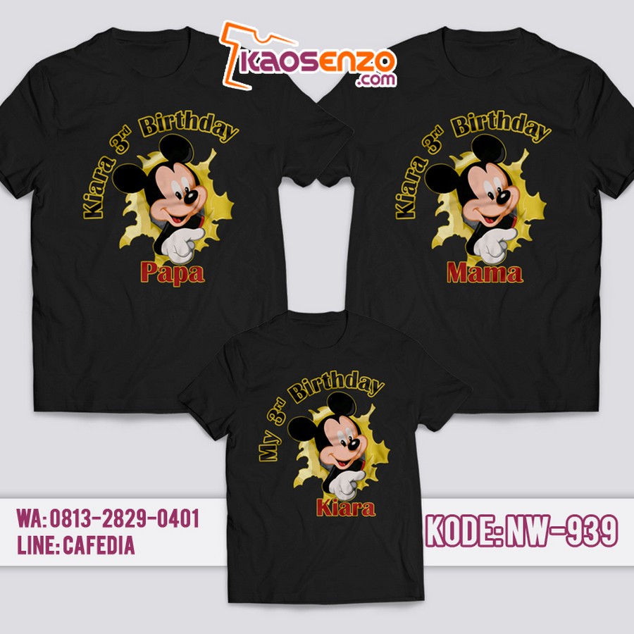 Kaos Couple Keluarga | Kaos Ulang Tahun Anak Mickey Mouse - NW 939