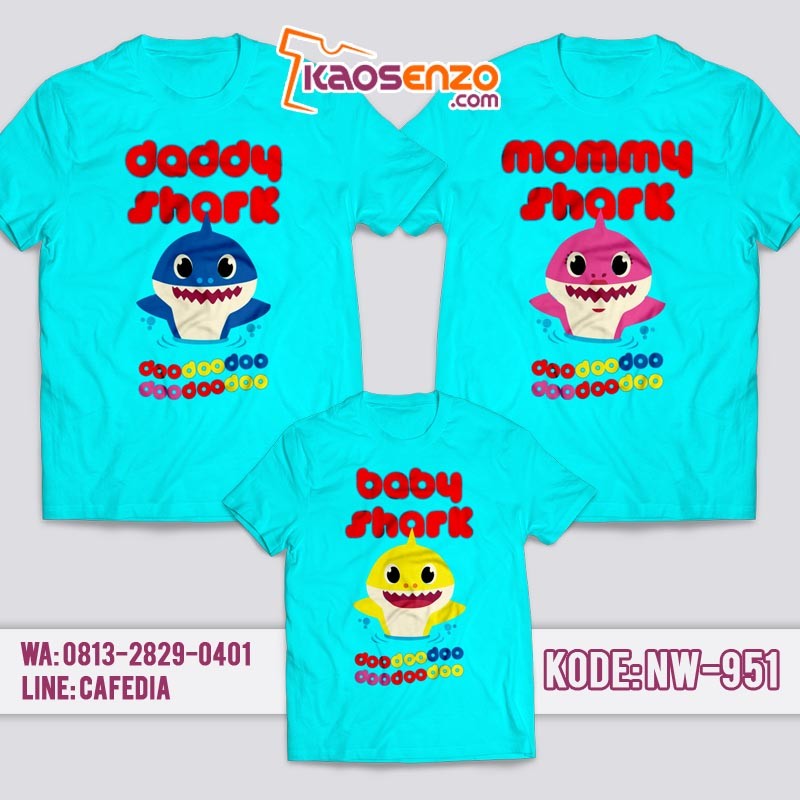 Baju Kaos Couple Keluarga | Kaos Family Custom | Kaos Baby Shark - NW 951