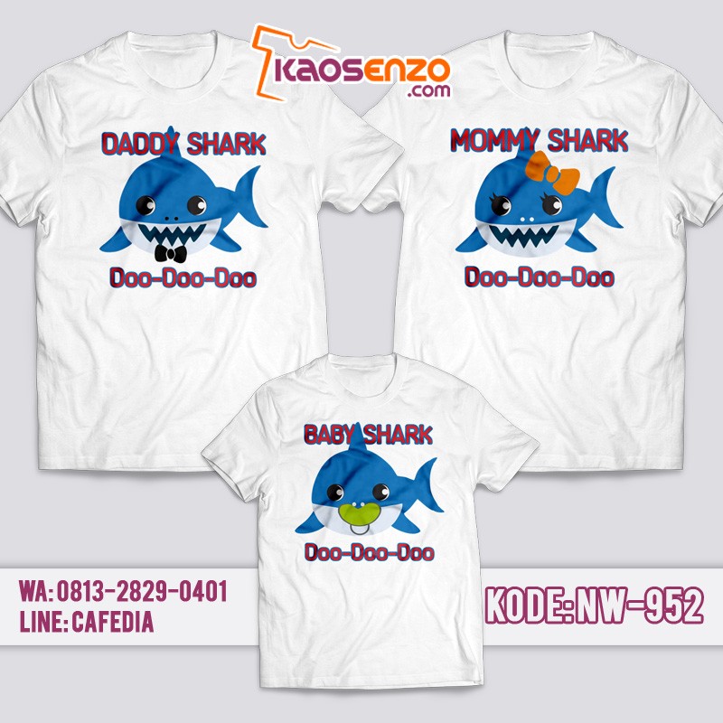 Baju Kaos Couple Keluarga | Kaos Family Custom Baby Shark - NW 952